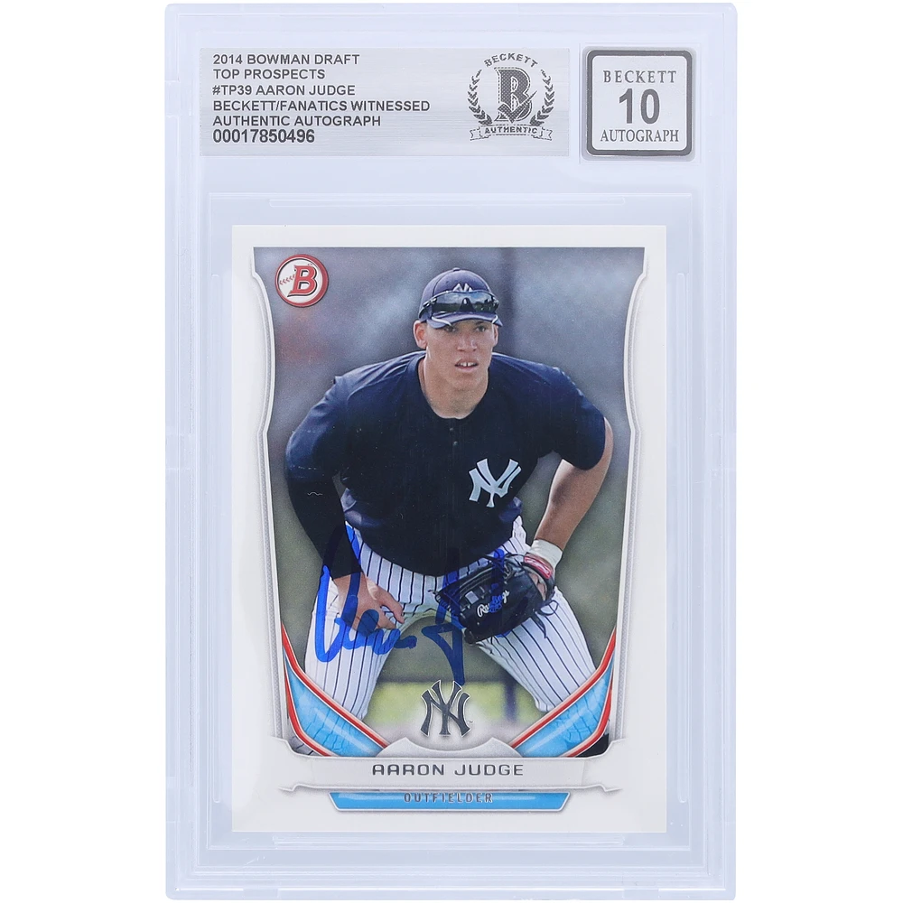 Aaron Judge New York Yankees Autographed 2014 Topps Bowman Top Prospects #TP-39 Beckett Fanatics Witnessed Authenticated 10 Card
