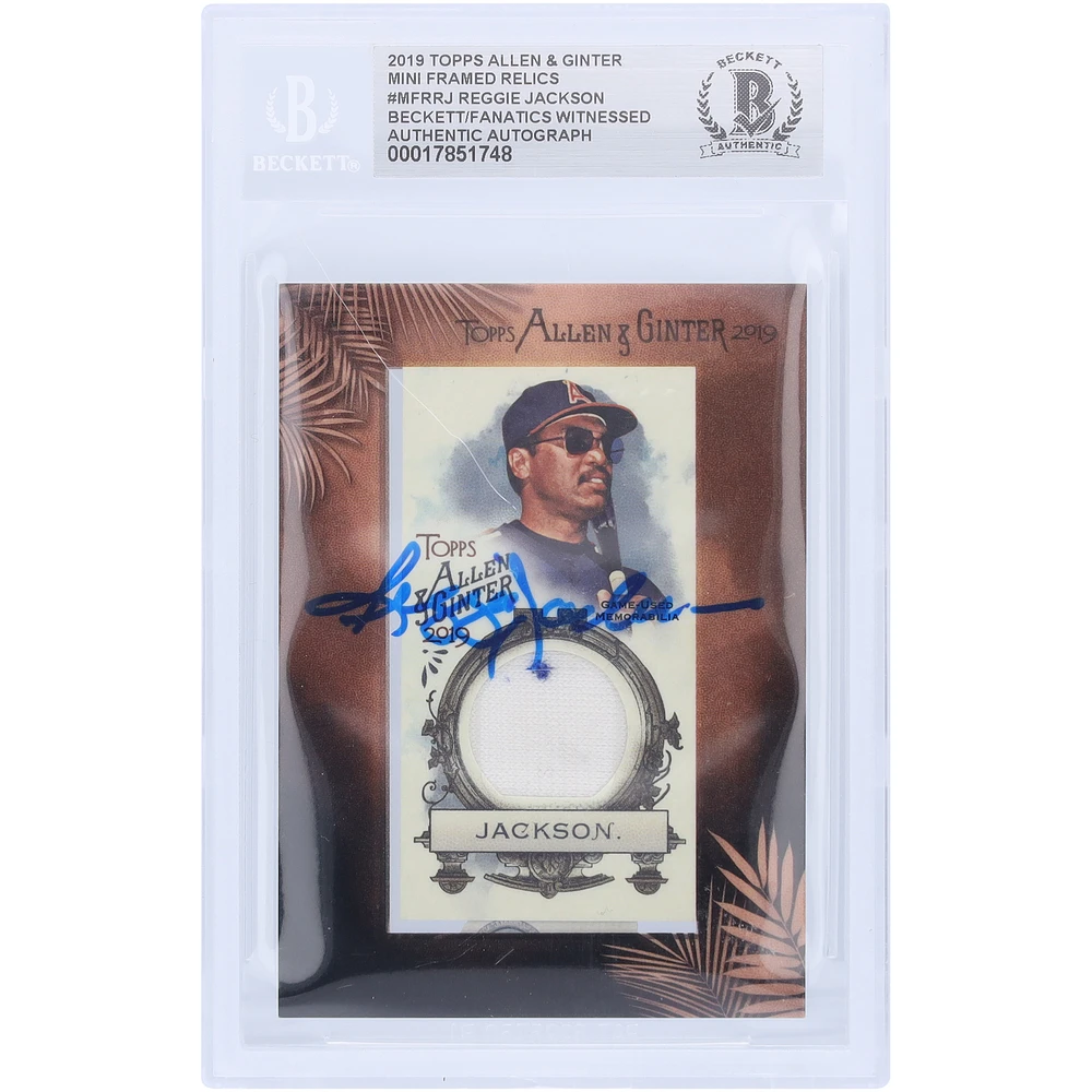 Reggie Jackson California Angels Autographed 2019 Topps Allen & Ginter Mini Framed White Relic #MFR-RJ Beckett Fanatics Witnessed Authenticated Card