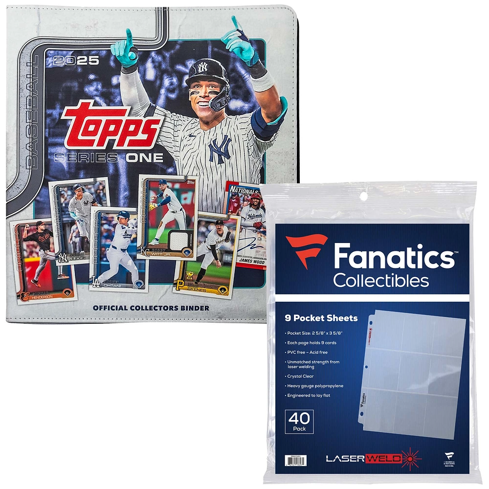 Fanatics 2025 Topps Series 1 Collectors Binder Bundle - Binder & Binder Pages (40 Count)