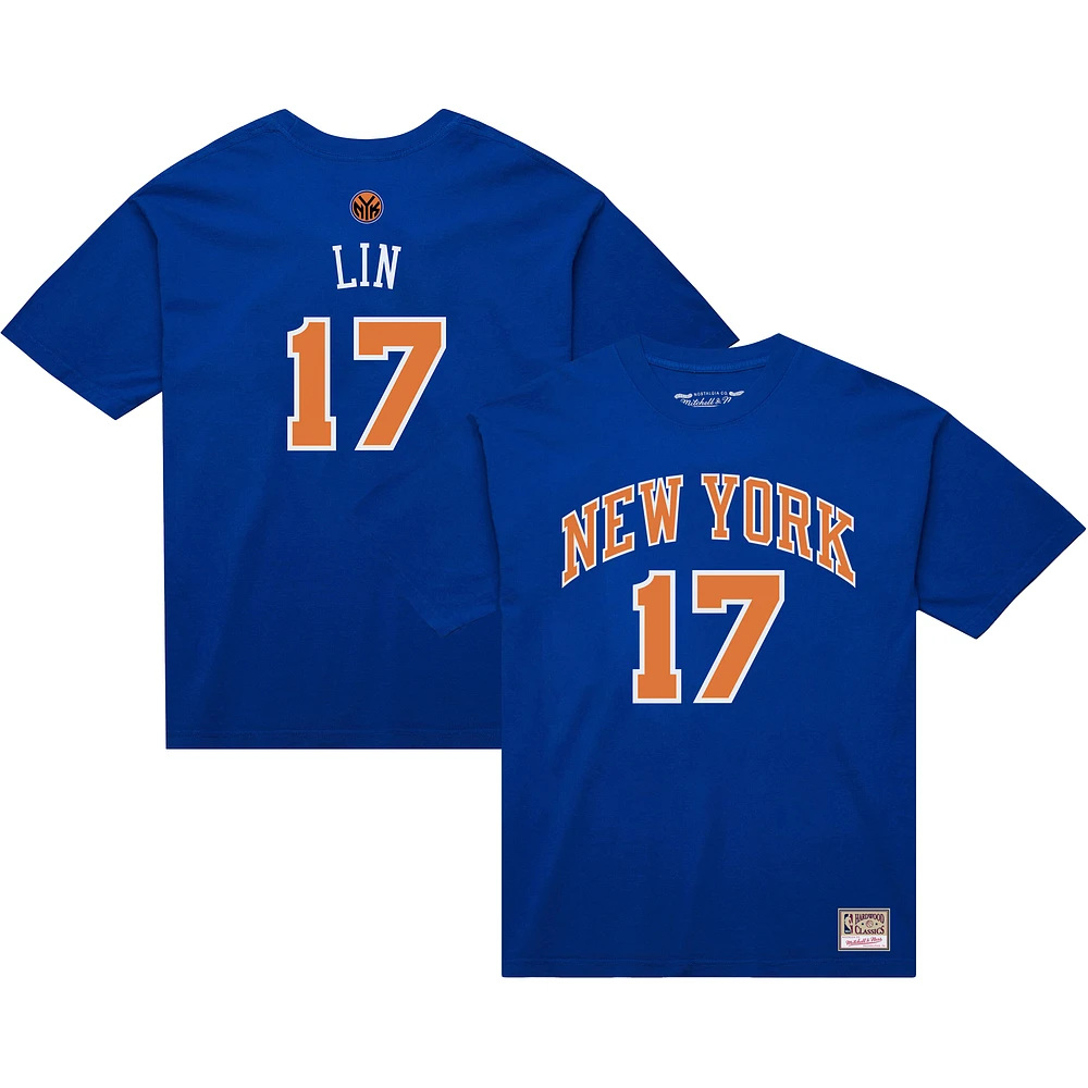Men's Mitchell & Ness Jeremy Lin Blue New York Knicks Name Number T-Shirt