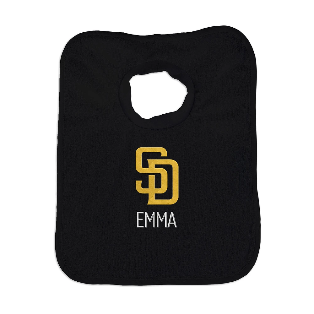 Infant Chad & Jake Black San Diego Padres Personalized Bib