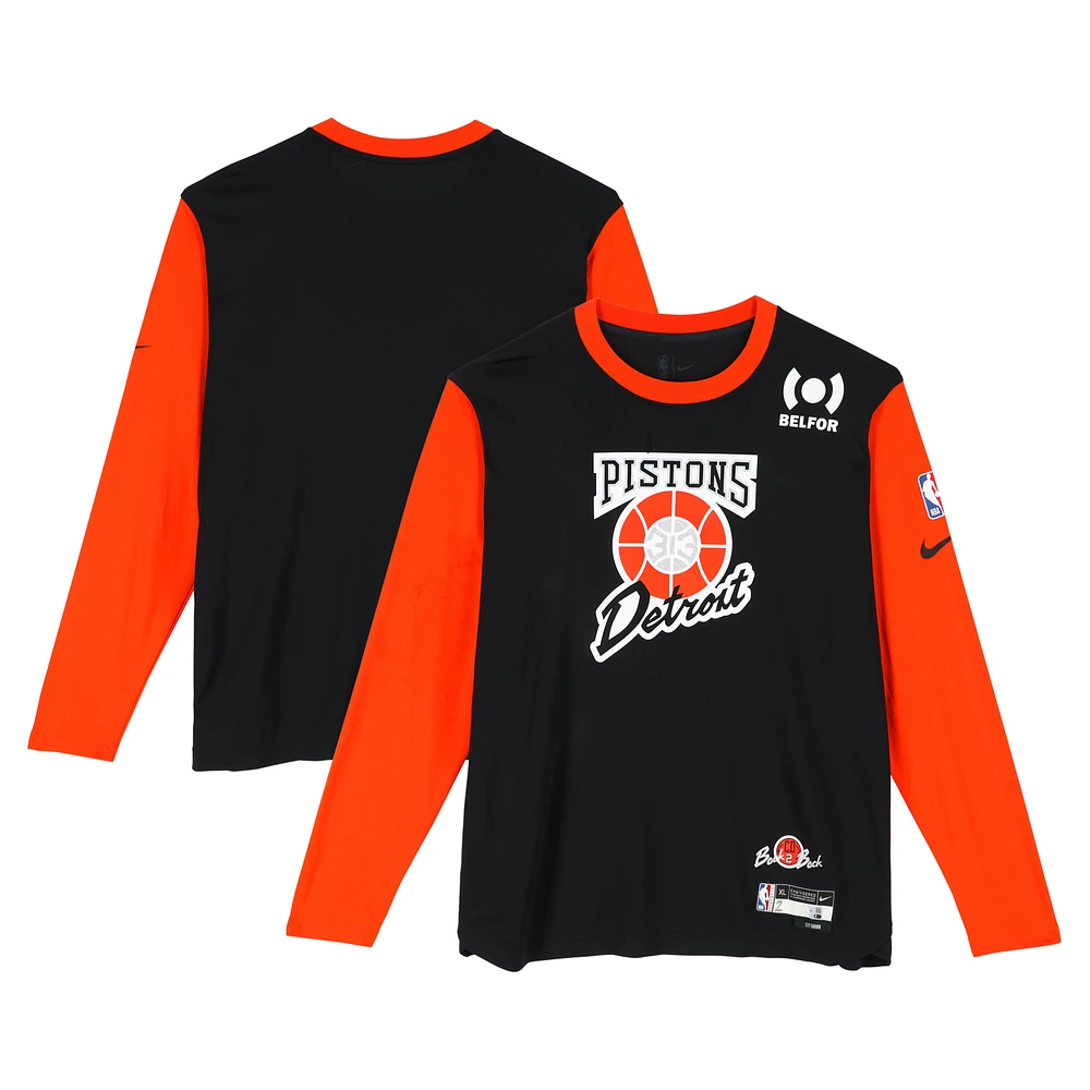 Ron Holland II Detroit Pistons Player-Worn Black Nike City Edition Long Sleeve T-Shirt from the 2024-25 NBA Season - Size XL