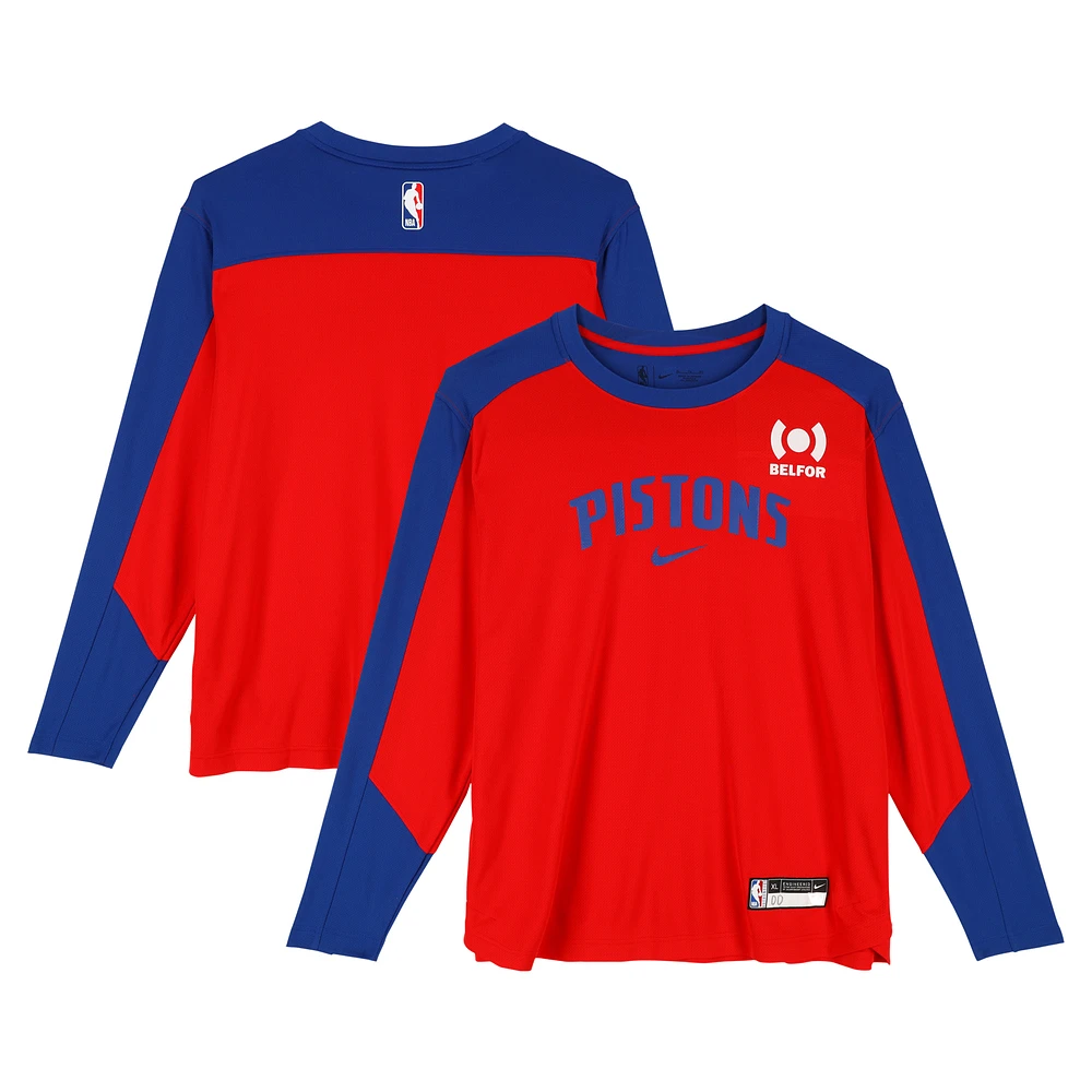 Ron Holland II Detroit Pistons Player-Worn Red Nike Long Sleeve T-Shirt from the 2024-25 NBA Season - Size XL