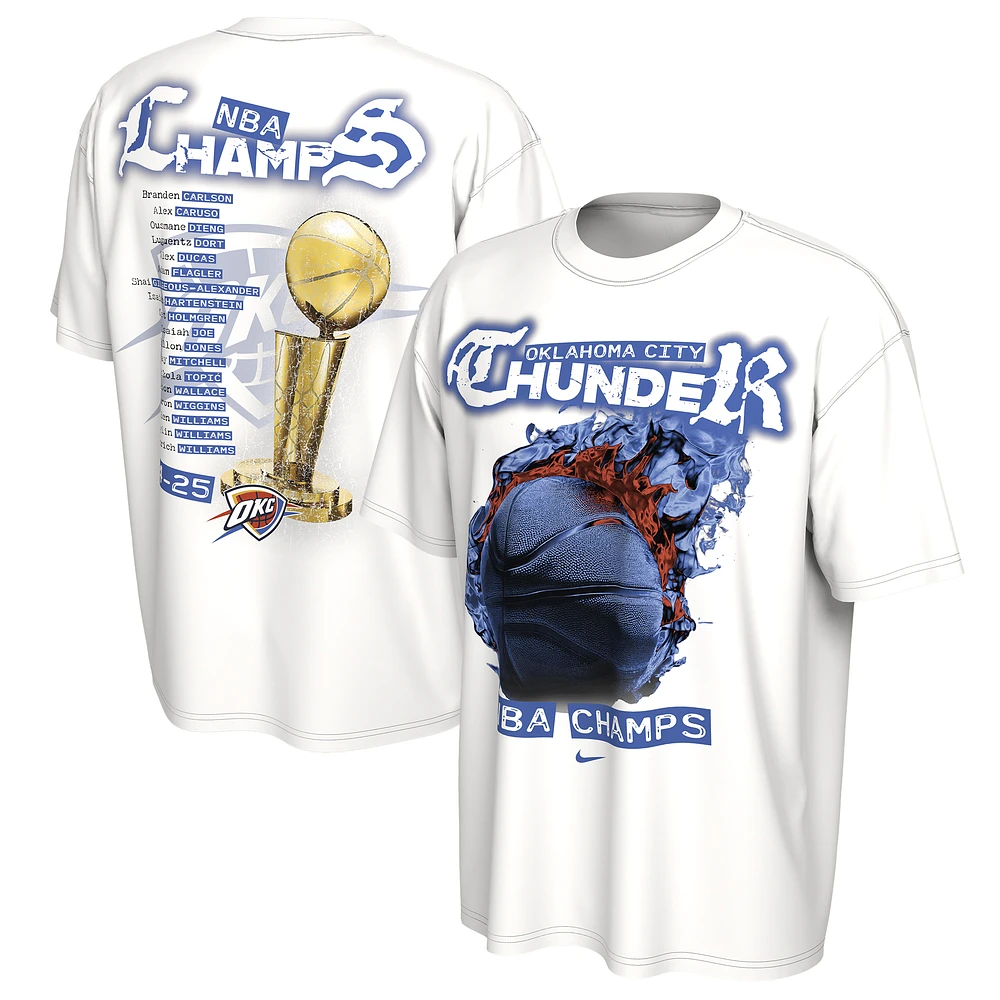 Unisex Nike White Oklahoma City Thunder 2025 NBA Finals Champions Celebration Parade Roster T-Shirt