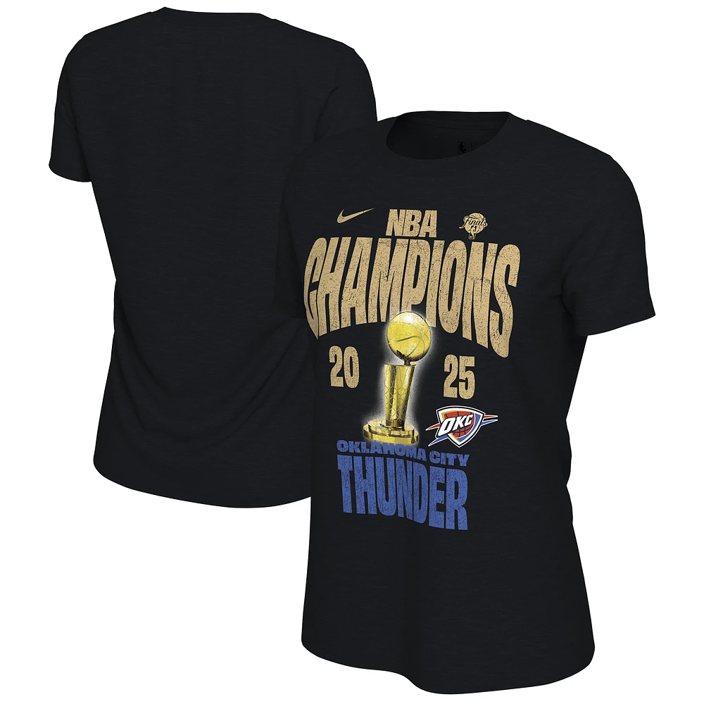 Women's Nike Black Oklahoma City Thunder 2025 NBA Finals Champions Locker Room Confetti T-Shirt