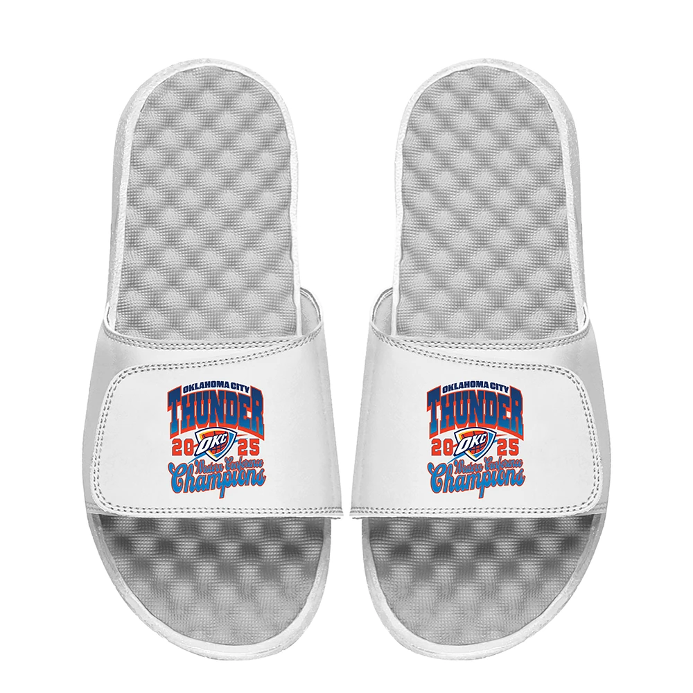 Youth ISlide White Oklahoma City Thunder 2025 Western Conference Champions Slide Sandals
