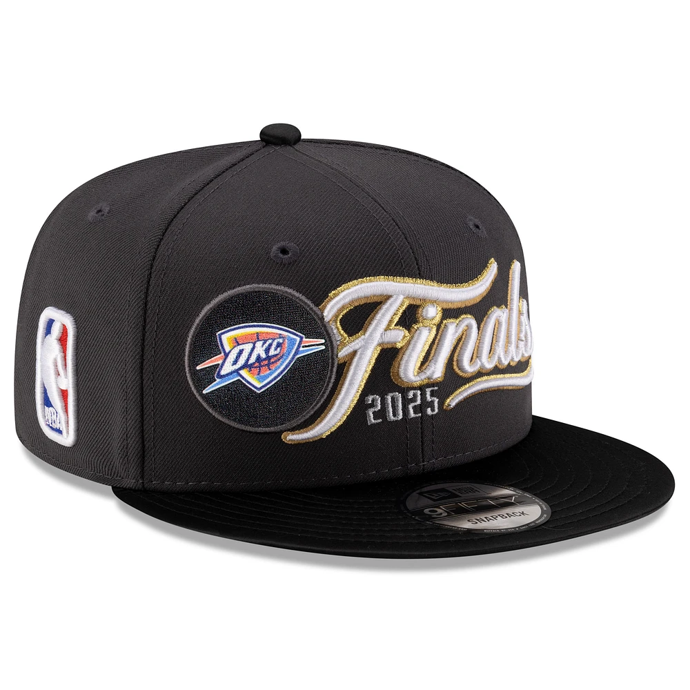 Men's New Era Charcoal/Black Oklahoma City Thunder 2025 Western Conference Champions Locker Room 9FIFTY Snapback Hat