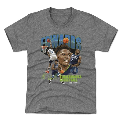 Youth 500 Level Anthony Edwards Gray Minnesota Timberwolves Collage T-Shirt