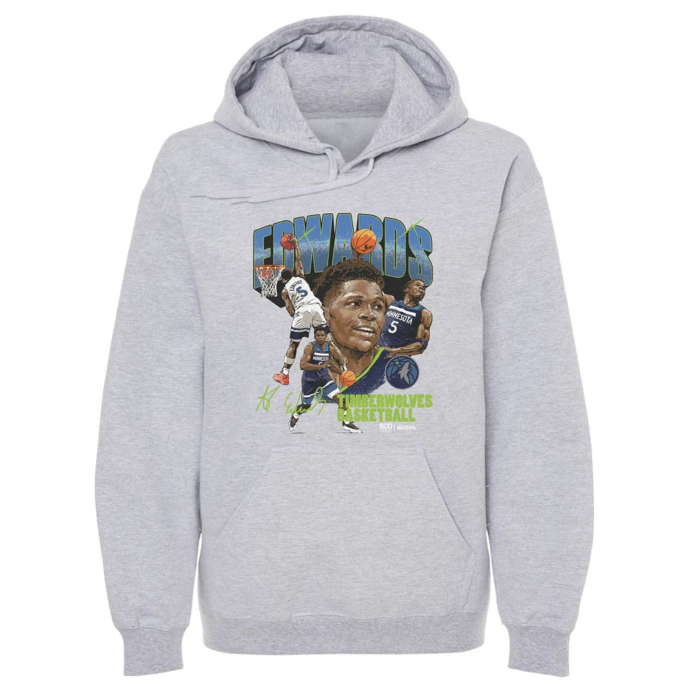 Men's 500 Level Anthony Edwards Gray Minnesota Timberwolves Collage Pullover Hoodie