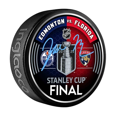 Zach Hyman Edmonton Oilers Autographed 2025 Stanley Cup Final Dueling Matchup Hockey Puck