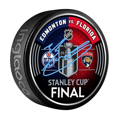 Evan Bouchard Edmonton Oilers Autographed 2025 Stanley Cup Final Dueling Matchup Hockey Puck