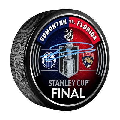 Leon Draisaitl Edmonton Oilers Autographed 2025 Stanley Cup Final Dueling Matchup Hockey Puck
