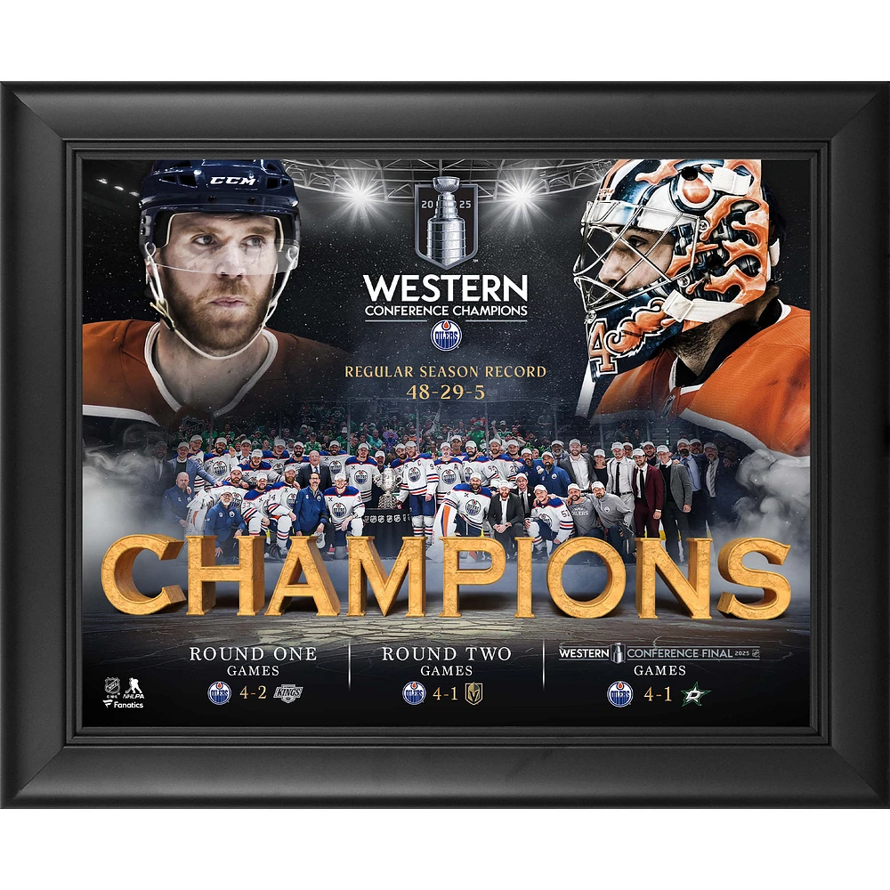 Edmonton Oilers Framed 13" x 16" 2025 Western Conference Champions Collage