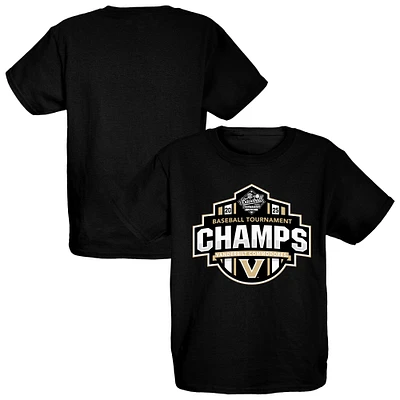 Youth Blue 84 Black Vanderbilt Commodores 2025 SEC Baseball Conference Tournament Champions Locker Room T-Shirt