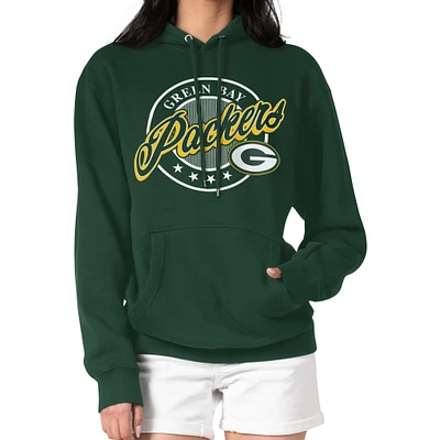 Women's G-III 4Her by Carl Banks Green Bay Packers Pinstripe Circle Fleece Pullover Hoodie