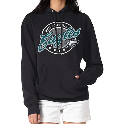 Women's G-III 4Her by Carl Banks Black Philadelphia Eagles Pinstripe Circle Fleece Pullover Hoodie