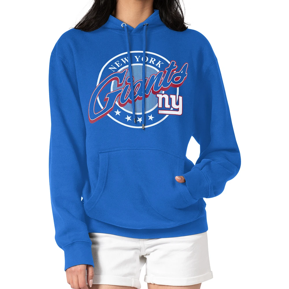 Women's G-III 4Her by Carl Banks Royal New York Giants Pinstripe Circle Fleece Pullover Hoodie