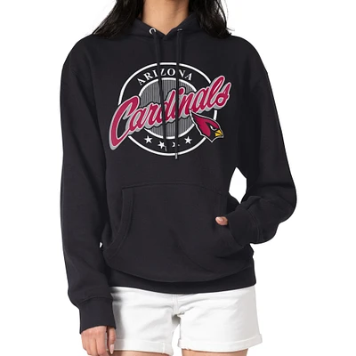 Women's G-III 4Her by Carl Banks Black Arizona Cardinals Pinstripe Circle Fleece Pullover Hoodie