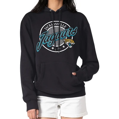 Women's G-III 4Her by Carl Banks Black Jacksonville Jaguars Pinstripe Circle Fleece Pullover Hoodie
