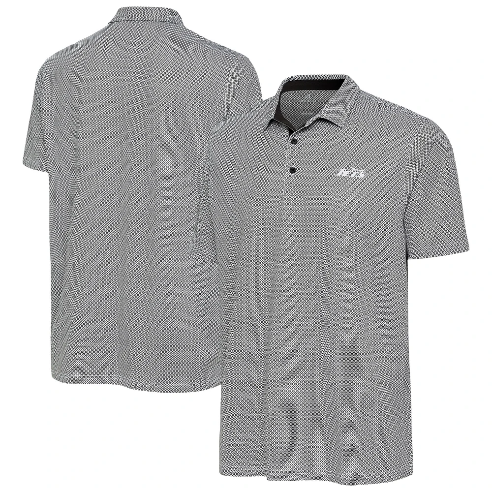 Men's Antigua Black/White New York Jets Intersect Polo