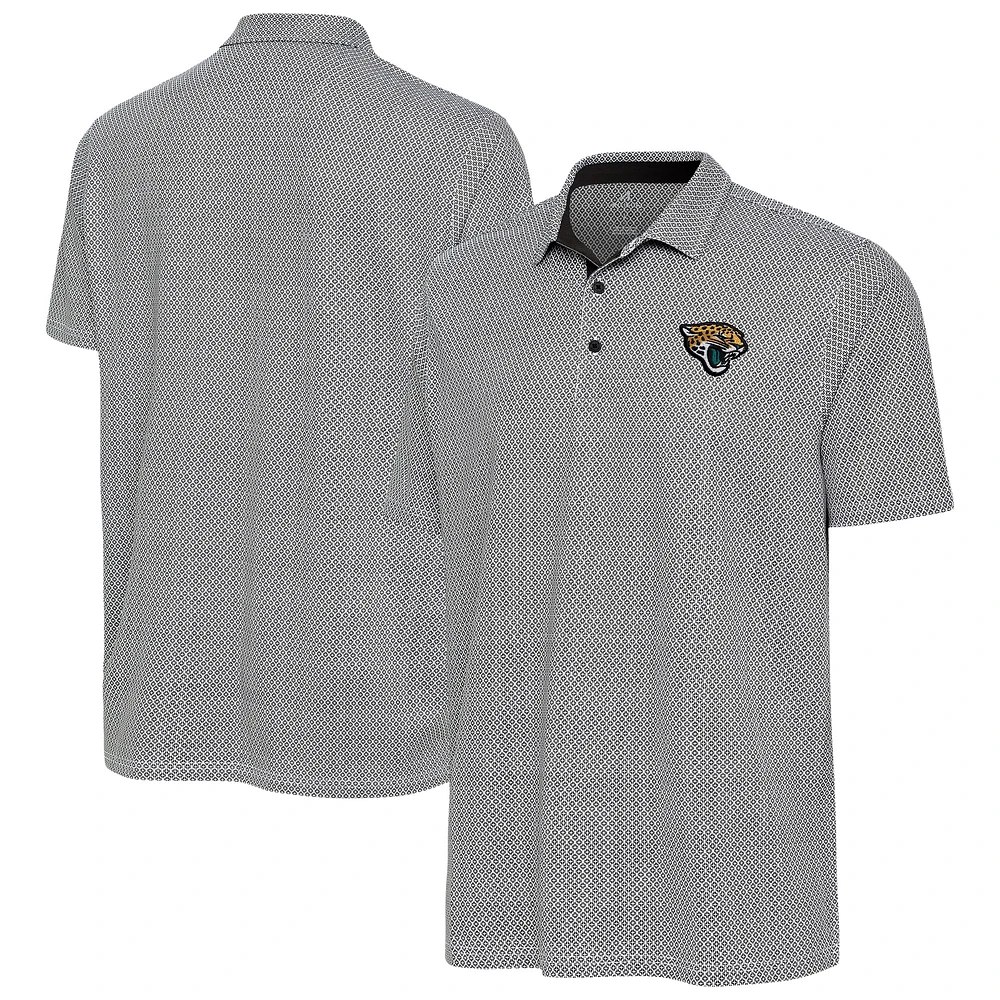 Men's Antigua Black/White Jacksonville Jaguars Intersect Polo