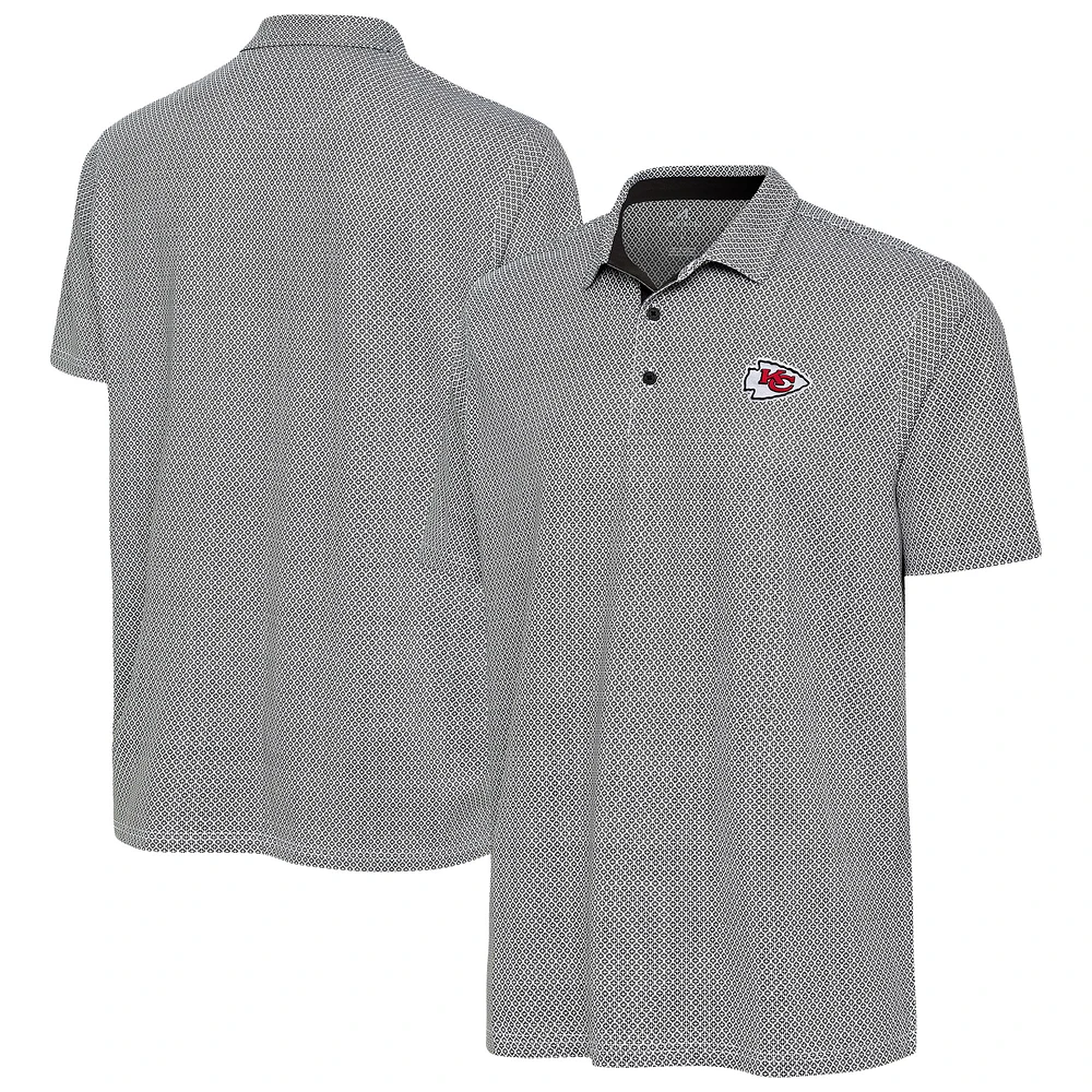 Men's Antigua Black/White Kansas City Chiefs Intersect Polo