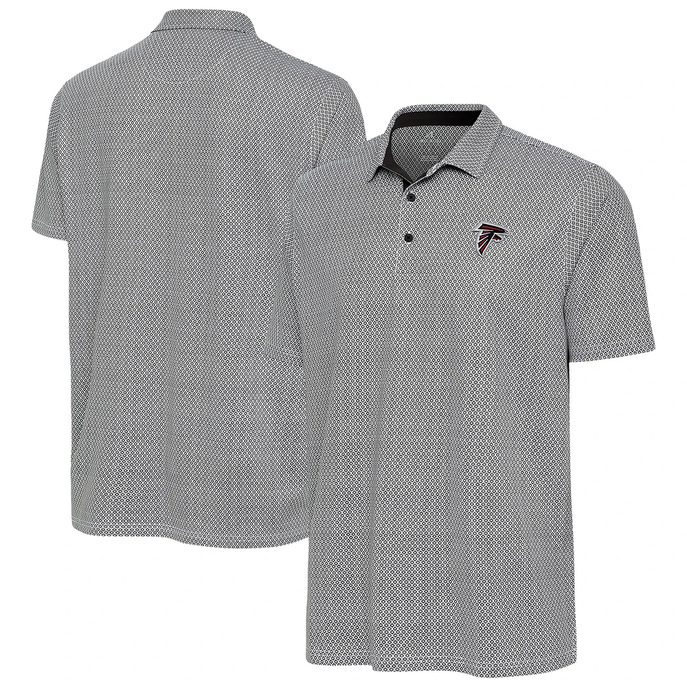 Men's Antigua Black/White Atlanta Falcons Intersect Polo