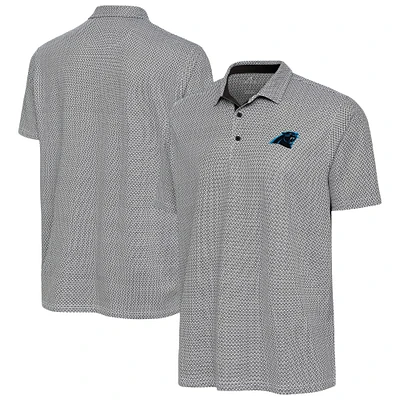 Men's Antigua Black/White Carolina Panthers Intersect Polo