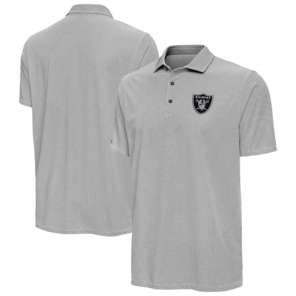 Men's Antigua Black/White Las Vegas Raiders Pave Polo