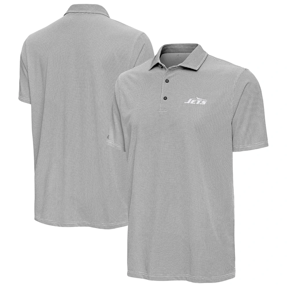 Men's Antigua Black/White New York Jets Pave Polo