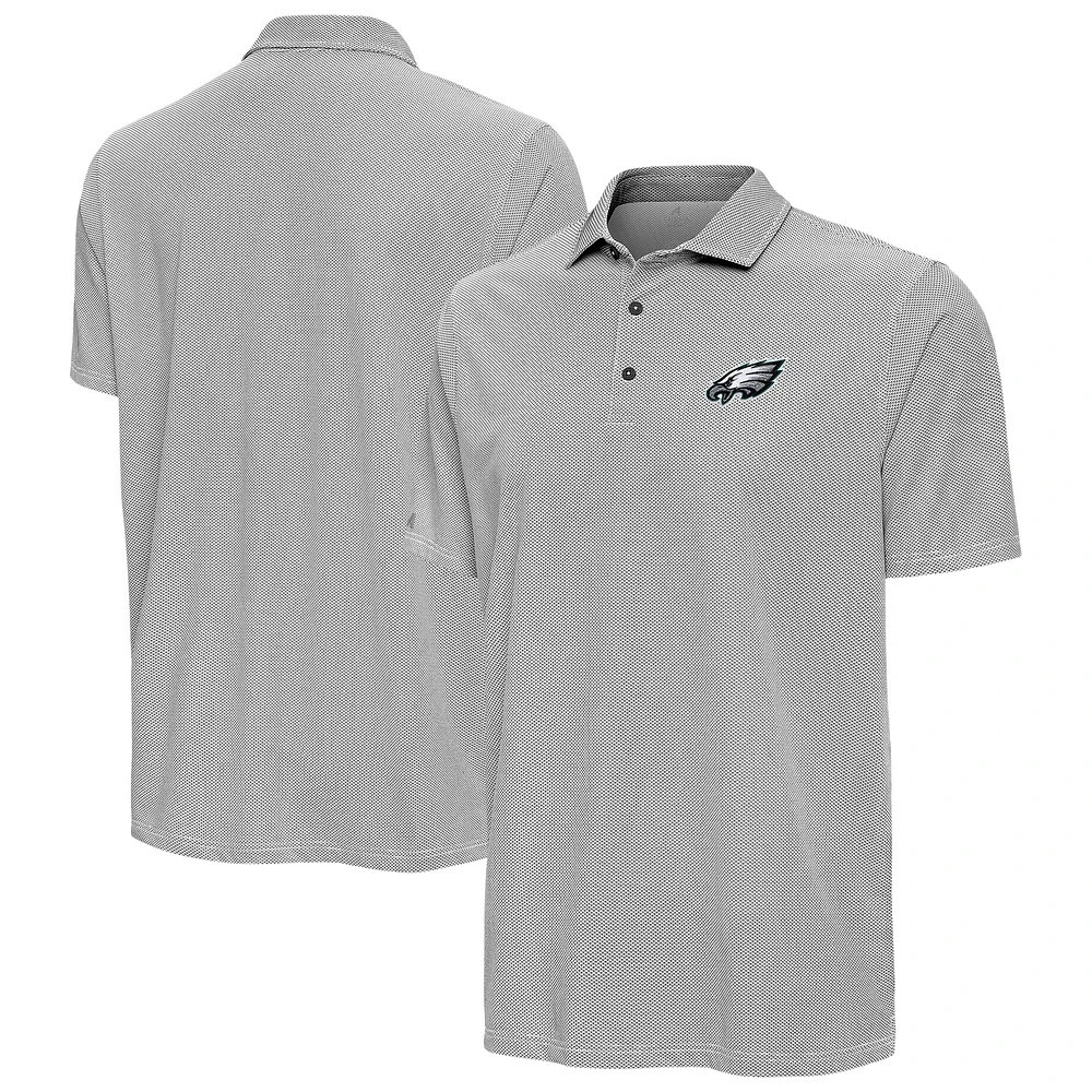 Men's Antigua Black/White Philadelphia Eagles Pave Polo