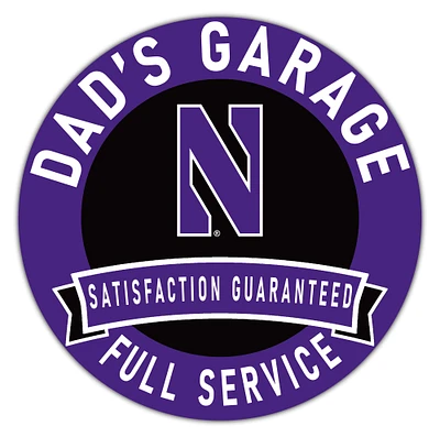 Northwestern Wildcats 16" x 16" Dad's Garage Wood Sign
