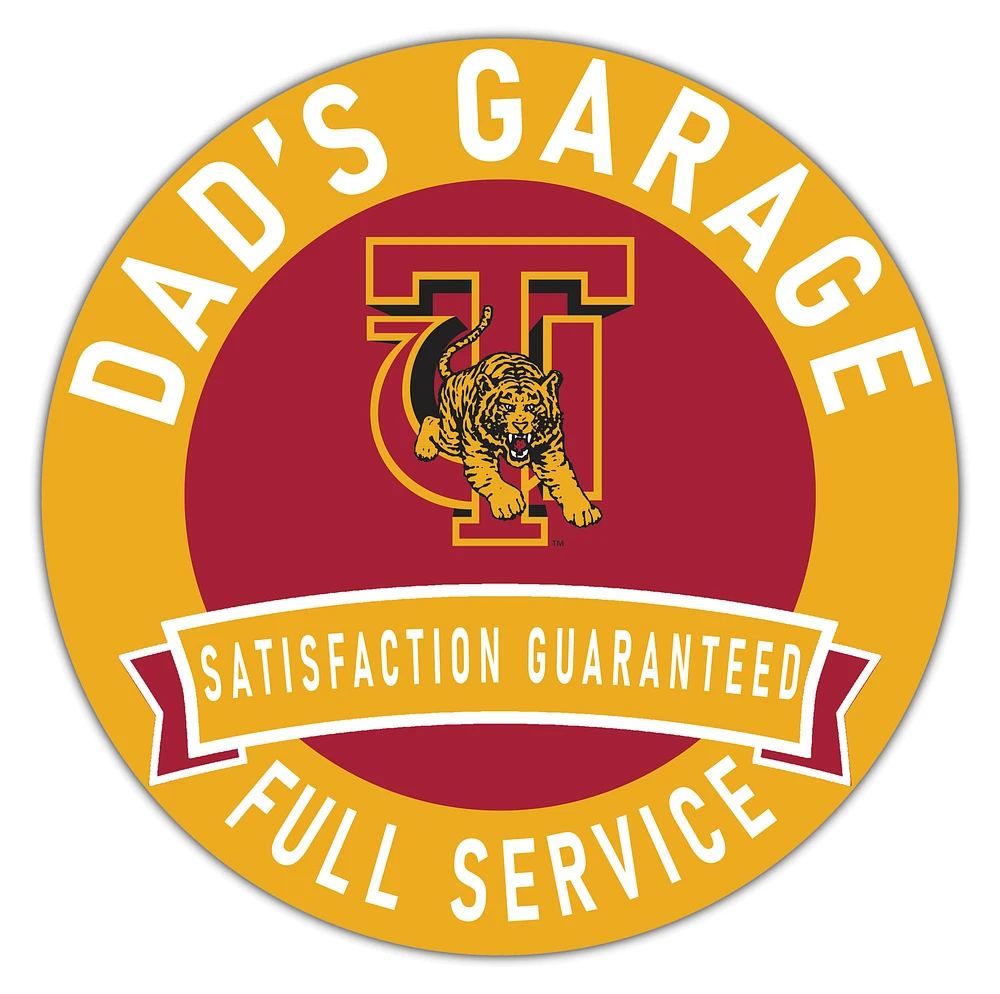 Tuskegee Golden Tigers 16" x 16" Dad's Garage Wood Sign