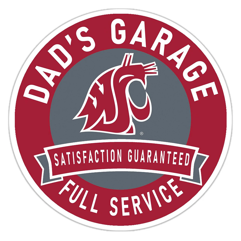 Washington State Cougars 16" Dad's Garage Wood Sign
