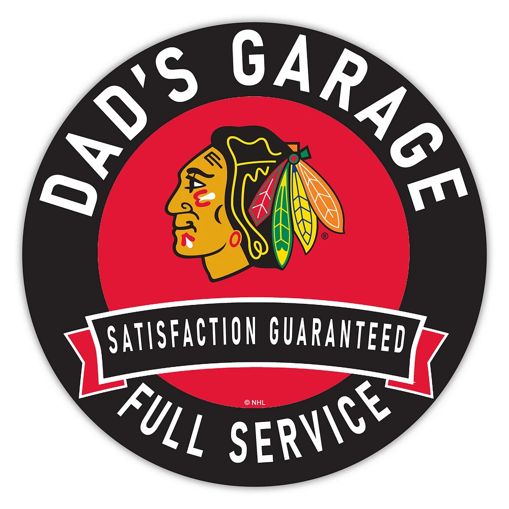 Chicago Blackhawks 16" Dad's Garage Wood Sign