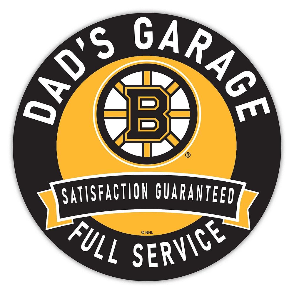 Boston Bruins 16" Dad's Garage Wood Sign