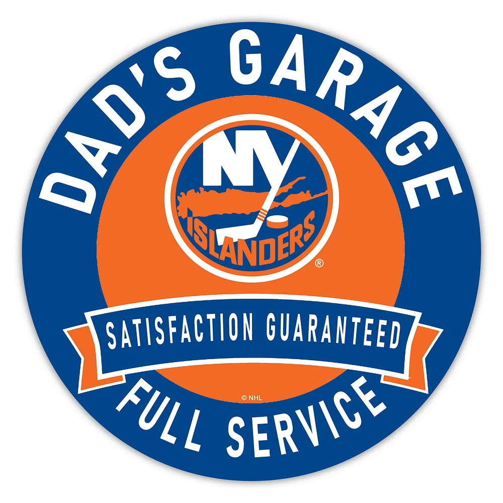 New York Islanders 16" Dad's Garage Wood Sign
