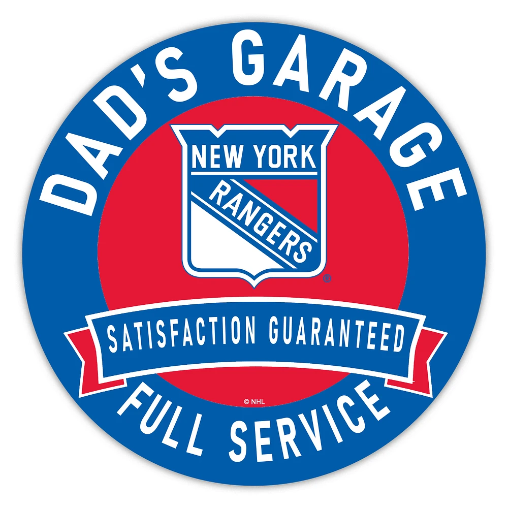 New York Rangers 16" Dad's Garage Wood Sign