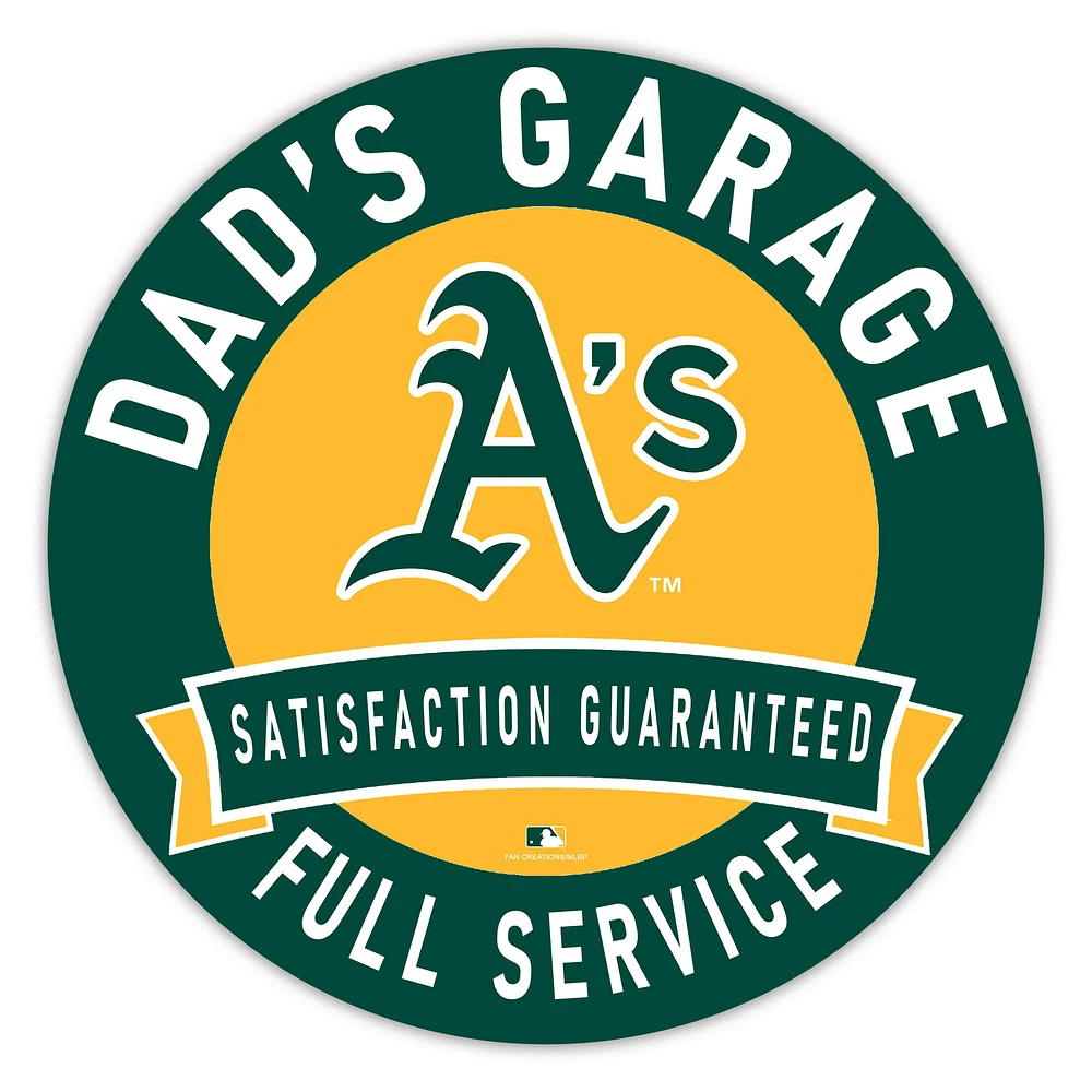 Athletics 16" Dad's Garage Wood Sign