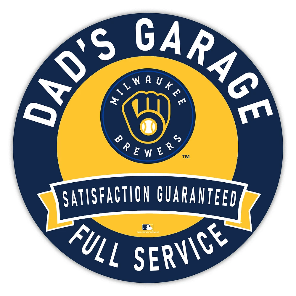 Milwaukee Brewers 16" Dad's Garage Wood Sign