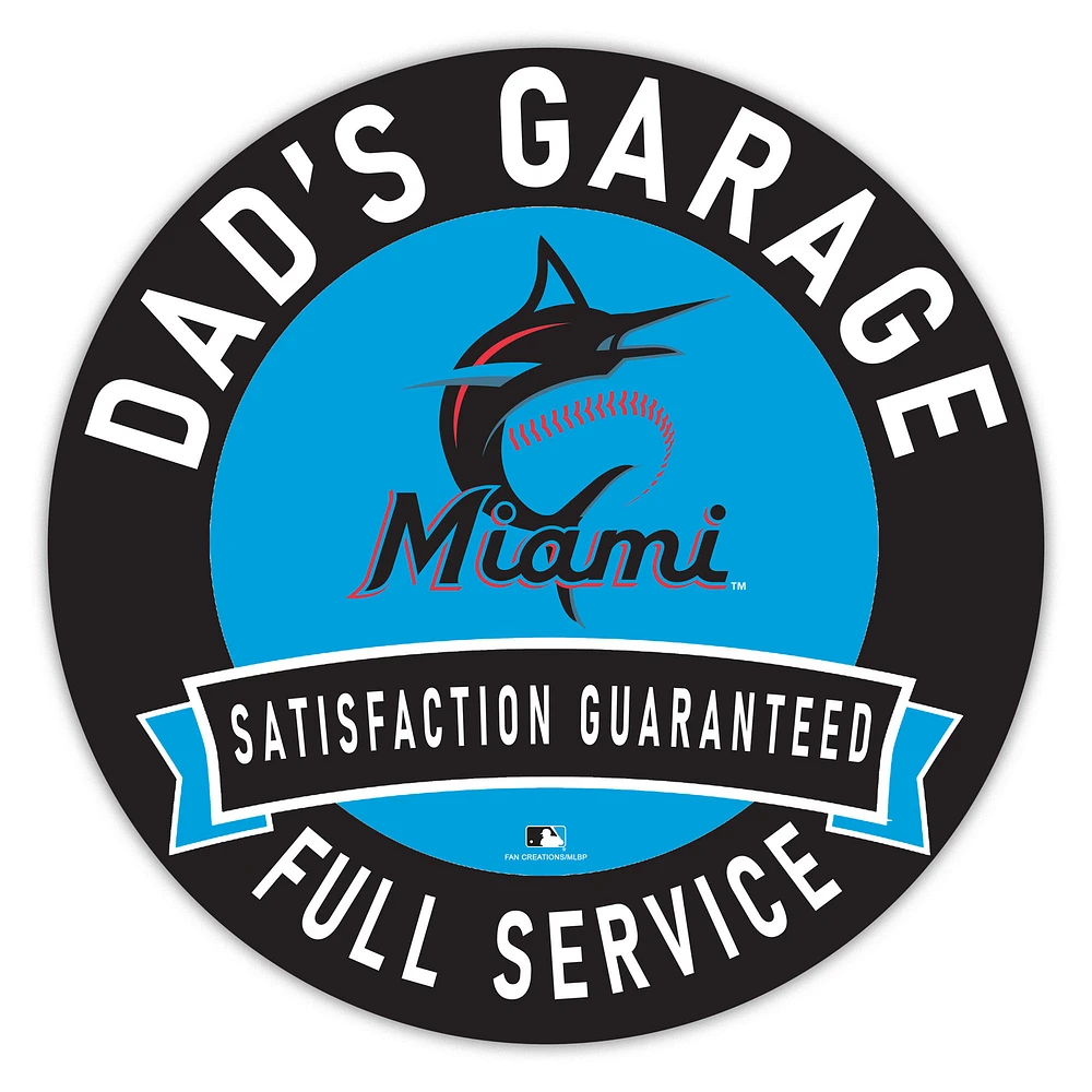 Miami Marlins 16" Dad's Garage Wood Sign