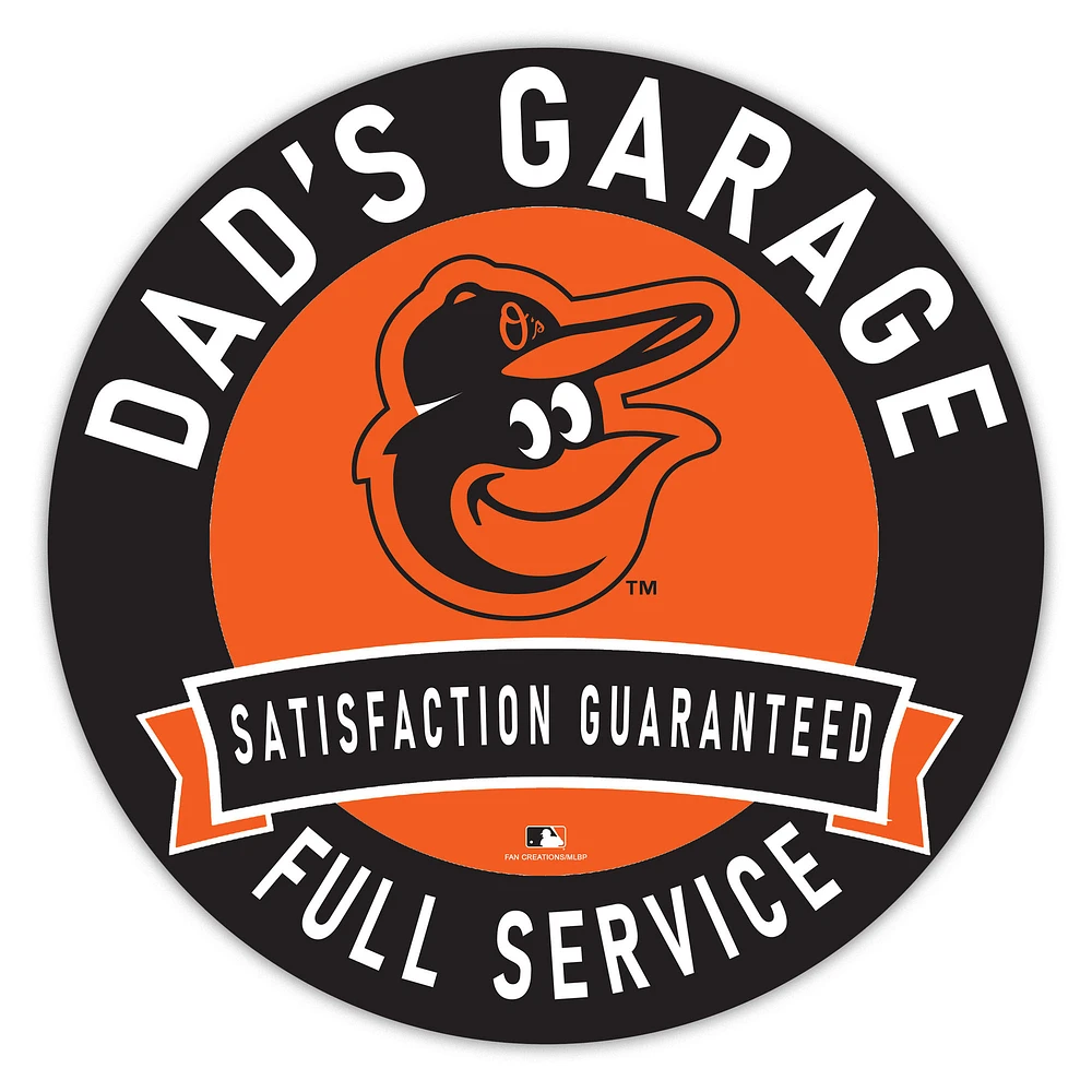 Baltimore Orioles 16" Dad's Garage Wood Sign