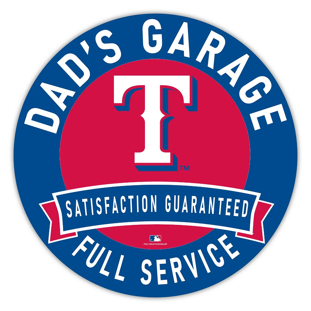 Texas Rangers 16" Dad's Garage Wood Sign