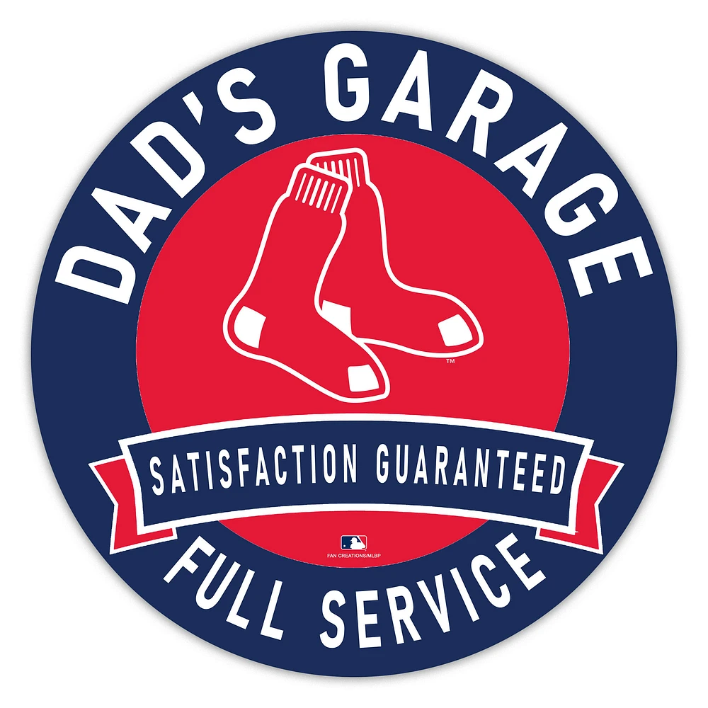 Boston Red Sox 16" Dad's Garage Wood Sign