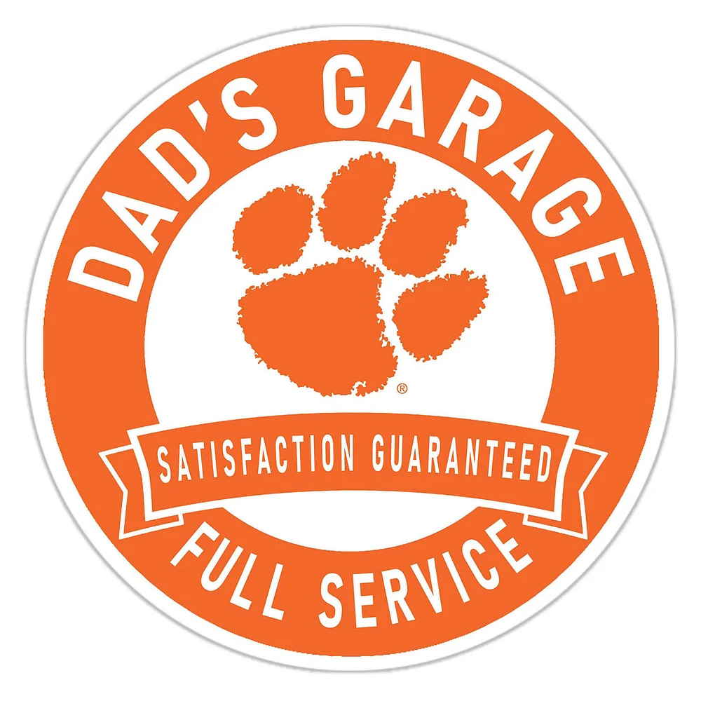 Clemson Tigers 16" Dad's Garage Wood Sign