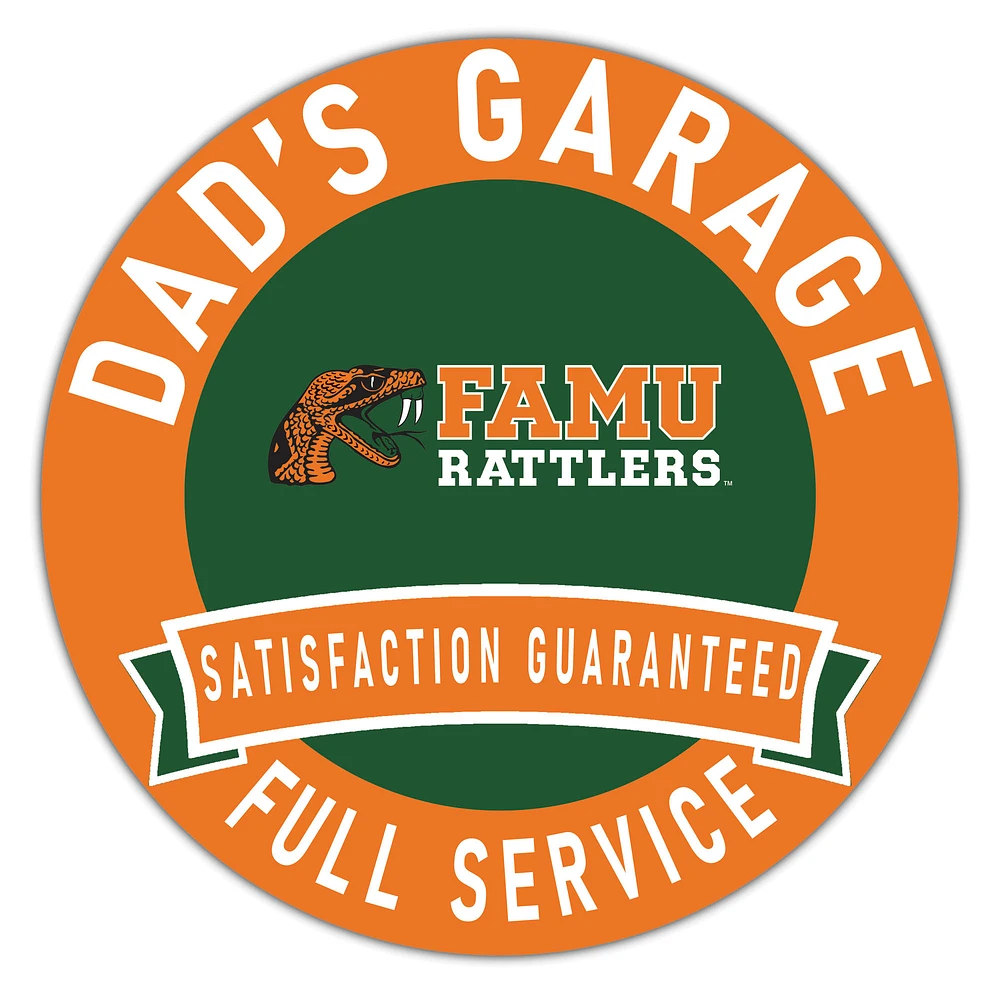 Florida A&M Rattlers 16" x 16" Dad's Garage Wood Sign