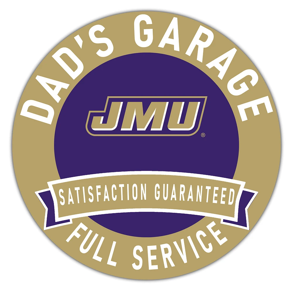 James Madison Dukes 16" x 16" Dad's Garage Wood Sign