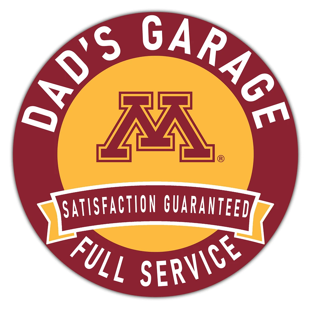 Minnesota Golden Gophers 16" x 16" Dad's Garage Wood Sign