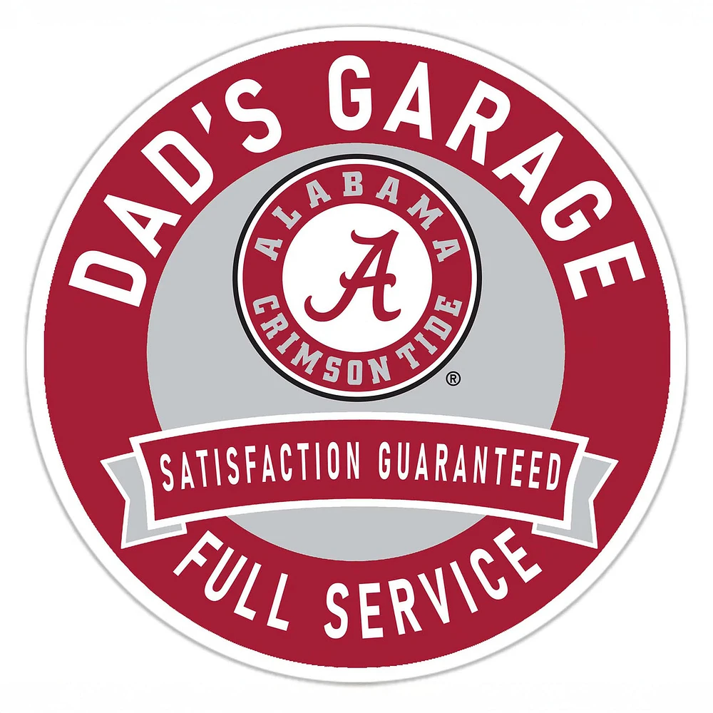 Alabama Crimson Tide 16" Dad's Garage Wood Sign