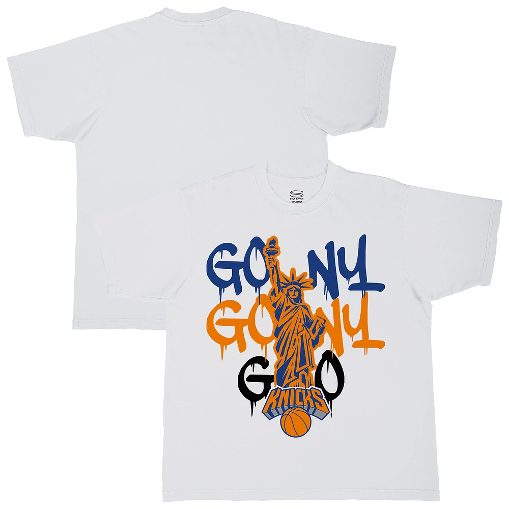 Unisex Stadium Essentials White New York Knicks Oversized Go NY T-Shirt